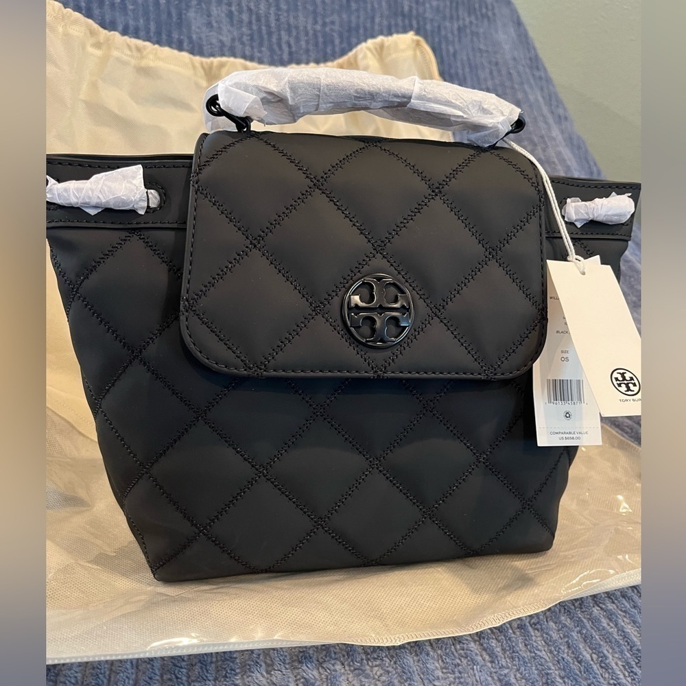 Tory Burch Willa Matte Black Backpack NWT Authentic